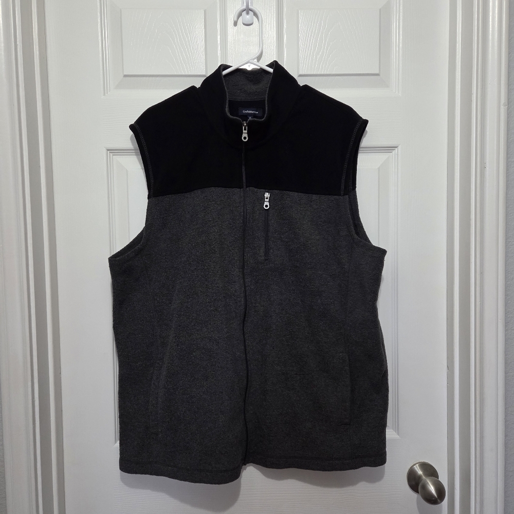 Croft & Barrow Men's Black & Gray Full Zip Sleeveless Fleece Vest Size XL